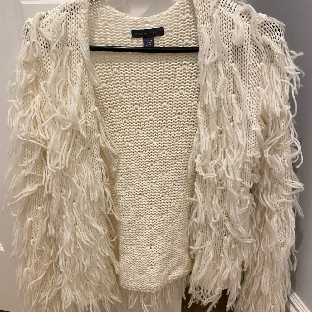 Cropped fuzzy cream cardigan. BNWT!